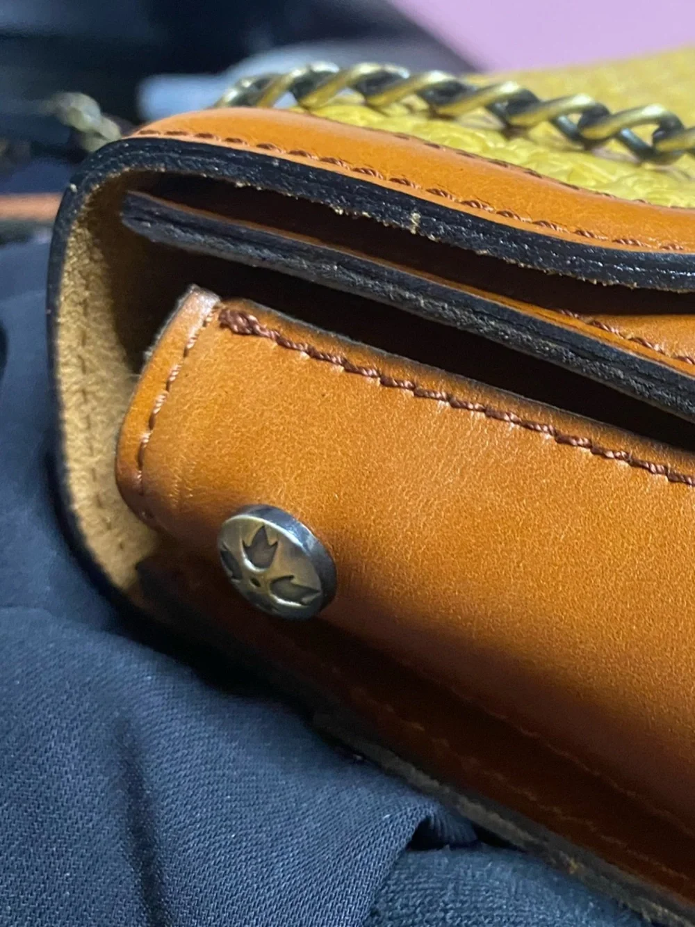 Patricia Nash Leather & Woven Straw Flap Crossbody Bag - Pristine Condition